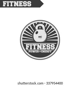 Logo for fitness, gym. Emblems, labels, badges, logos. Monochrome vector isolated. Flat design. Modern.