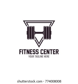 Logo for fitness, gym. Emblems, labels, badges, logos. Monochrome vector isolated. Flat design. Modern.