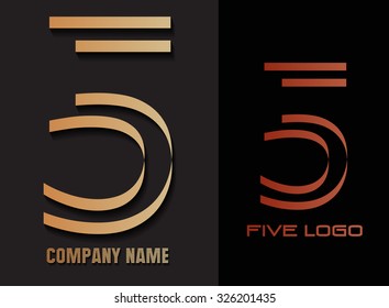 Logo five.Logo 5.Number logo design.Vector illustration.