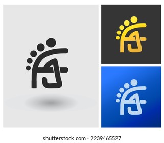 Logo Estilo de monograma de forma de letra FJ