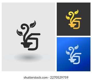 Logo FJ Letter shape monogram plant growing concept