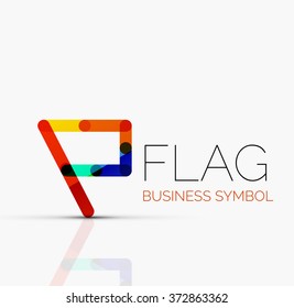 Logo flag, abstract linear geometric business icon