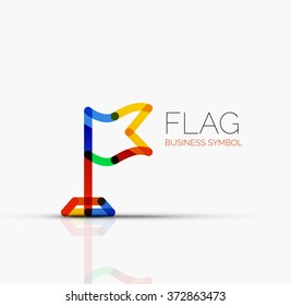 Logo flag, abstract linear geometric business icon