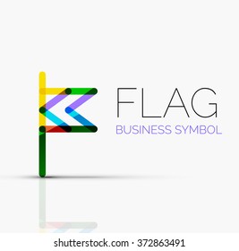 Logo flag, abstract linear geometric business icon