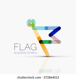 Logo flag, abstract linear geometric business icon