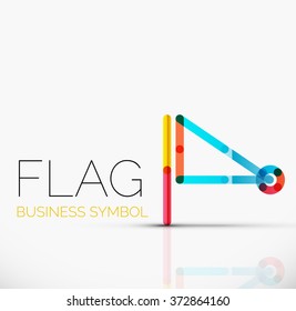 Logo flag, abstract linear geometric business icon