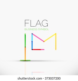 Logo flag, abstract linear geometric business icon