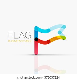 Logo flag, abstract linear geometric business icon