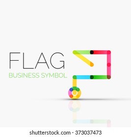 Logo flag, abstract linear geometric business icon