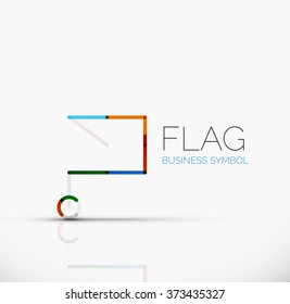 Logo flag, abstract linear geometric business icon