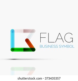 Logo flag, abstract linear geometric business icon