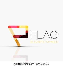 Logo flag, abstract linear geometric business icon