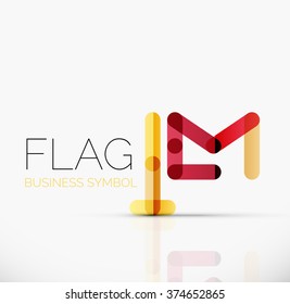 Logo flag, abstract linear geometric business icon
