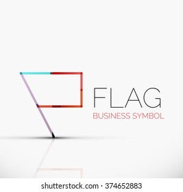 Logo flag, abstract linear geometric business icon