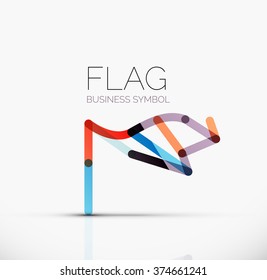 Logo flag, abstract linear geometric business icon