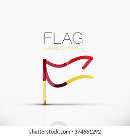Logo flag, abstract linear geometric business icon
