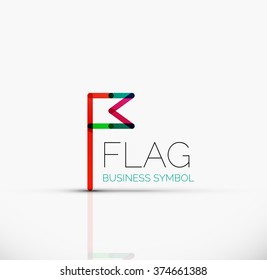 Logo flag, abstract linear geometric business icon
