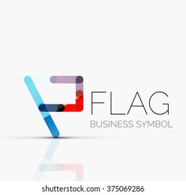 Logo flag, abstract linear geometric business icon