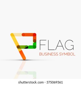 Logo flag, abstract linear geometric business icon