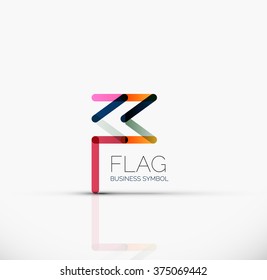 Logo flag, abstract linear geometric business icon