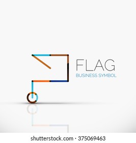 Logo flag, abstract linear geometric business icon