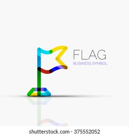 Logo flag, abstract linear geometric business icon