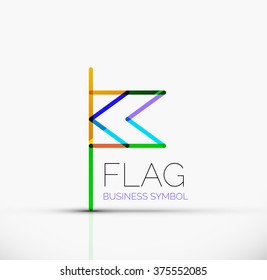Logo flag, abstract linear geometric business icon