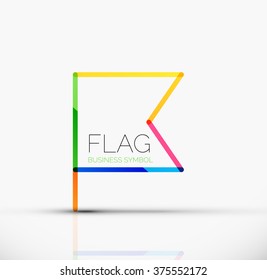 Logo flag, abstract linear geometric business icon