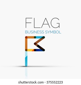 Logo flag, abstract linear geometric business icon
