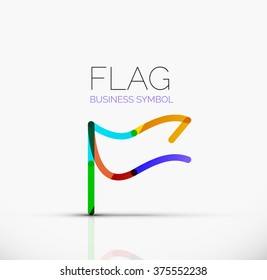 Logo flag, abstract linear geometric business icon