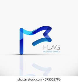 Logo flag, abstract linear geometric business icon