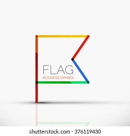 Logo flag, abstract linear geometric business icon