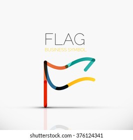 Logo flag, abstract linear geometric business icon