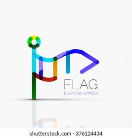 Logo flag, abstract linear geometric business icon