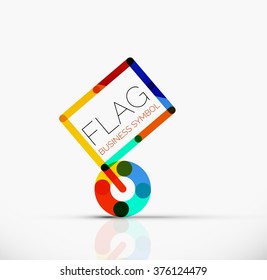 Logo flag, abstract linear geometric business icon