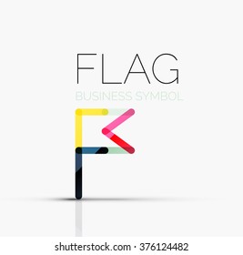 Logo flag, abstract linear geometric business icon