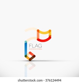Logo flag, abstract linear geometric business icon