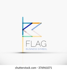 Logo flag, abstract linear geometric business icon