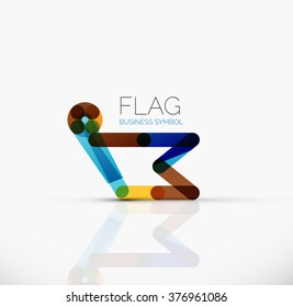 Logo flag, abstract linear geometric business icon