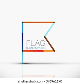 Logo flag, abstract linear geometric business icon