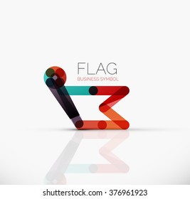 Logo flag, abstract linear geometric business icon