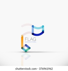 Logo flag, abstract linear geometric business icon