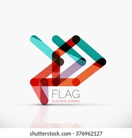 Logo flag, abstract linear geometric business icon