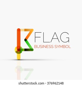 Logo flag, abstract linear geometric business icon