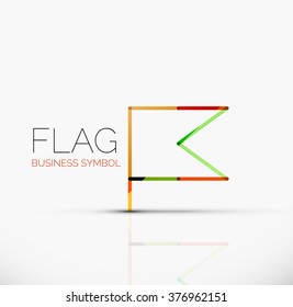 Logo flag, abstract linear geometric business icon
