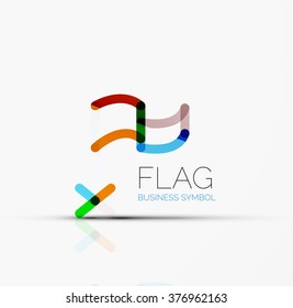 Logo flag, abstract linear geometric business icon