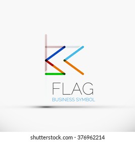 Logo flag, abstract linear geometric business icon