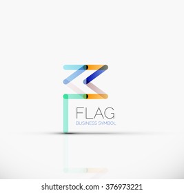 Logo flag, abstract linear geometric business icon