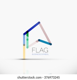 Logo flag, abstract linear geometric business icon
