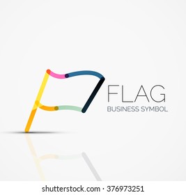 Logo flag, abstract linear geometric business icon